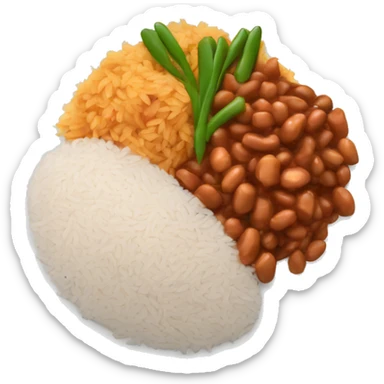 A plate of rice, beans and stewed chicken sticker