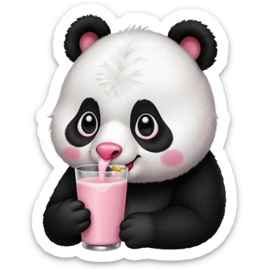 Panda drinking strawberry milk sticker
