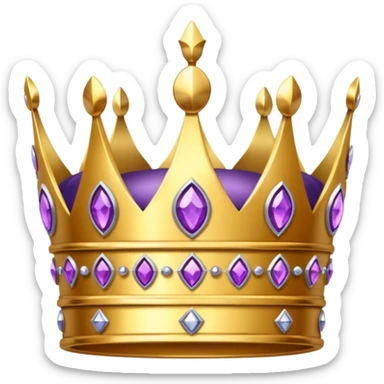 Golden crown with purple and silver gems sticker
