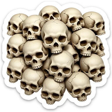 Piles of Skulls, seamless, top down perspective, in the style of gritty realism sticker