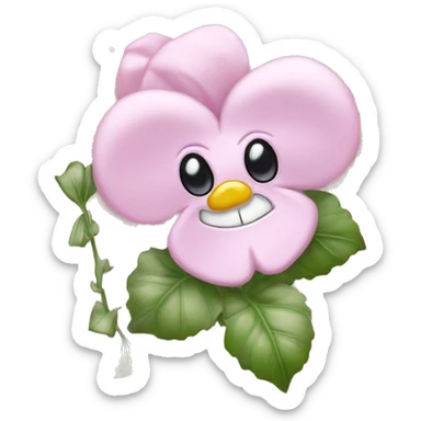 Soft pastel pink viola with bow glitter and roses and pearls in the background sticker