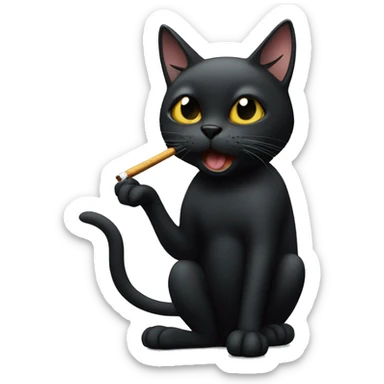 Black cat smoking a cigarette sticker