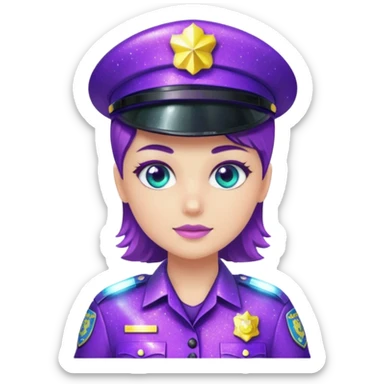 Glitter Purple and Cian police sticker