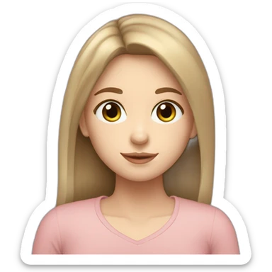 16-year-old Argentine girl with white skin. Medium green eyes. Light brown hair in the shape of a heart on the forehead. rounded face sticker