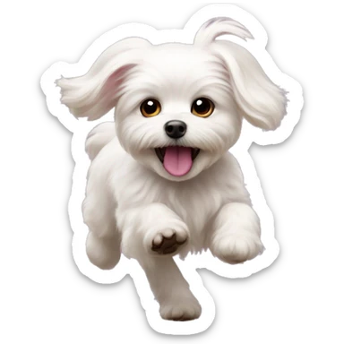 Adorable Maltese chasing pink butterflies  sticker