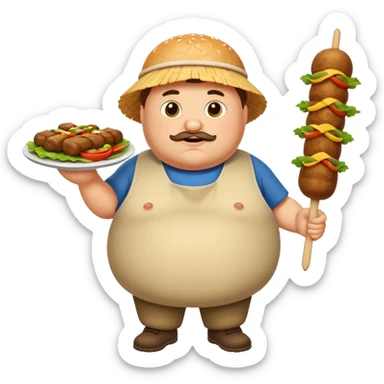 Fat man with kebab sticker