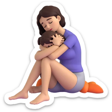 woman sitting on floor hugging her knees while crying sticker