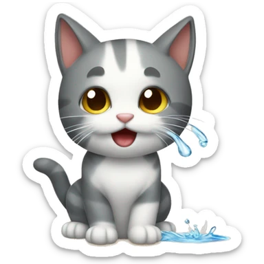 GATO TOMANDO AGUA sticker