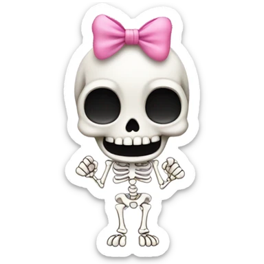 Cute skeleton w pink bow on head w middle finger  sticker