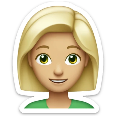Blond woman green eyes with thumbs up sticker