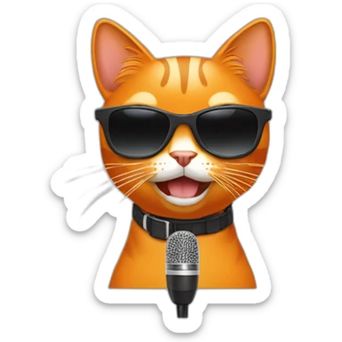orange cat rap with sunglasses and microphone sticker
