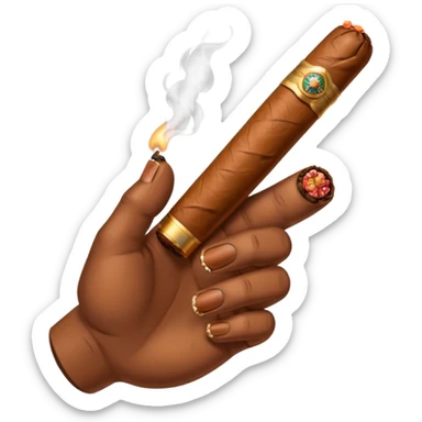 a hand holding a cigar sticker