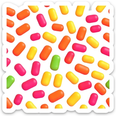 stubborn fat cells, 3D style, gummy appearance, bright colors, stubborn expressions sticker