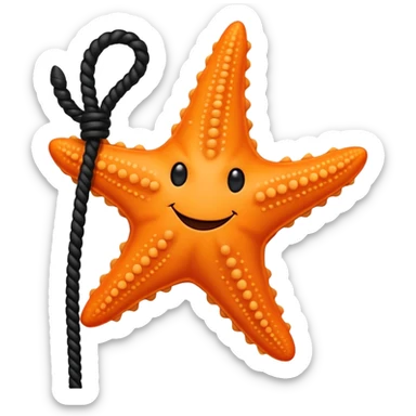 Starfish with face and a black whip sticker
