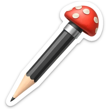 Make an emoji of a black pencil with a mushroom looking tip sticker