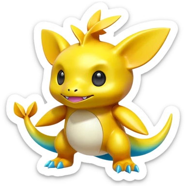 A 3D CGI model of a randomly-colored kawaii Fakémon-Pokémon-Digimon-Spectrobe-creature (full body) sticker