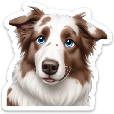 white red merle border collie with few speckled face and blue eyes sticker