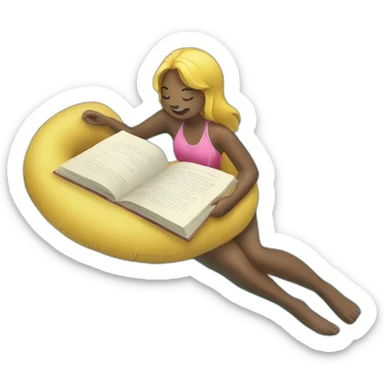 a girl swimming in the pool with a book sticker