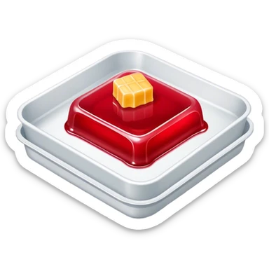 Red Gelatin dessert in a tray sticker