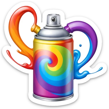 Multicolored spray paint can with vibrant rainbow colors swirled together on the can body sticker