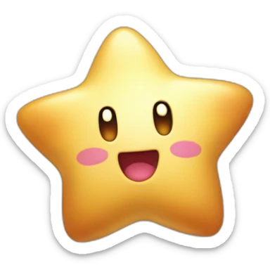 clean cute happy Kirby with a golden star emote sticker