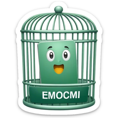 Green card in a cage sticker