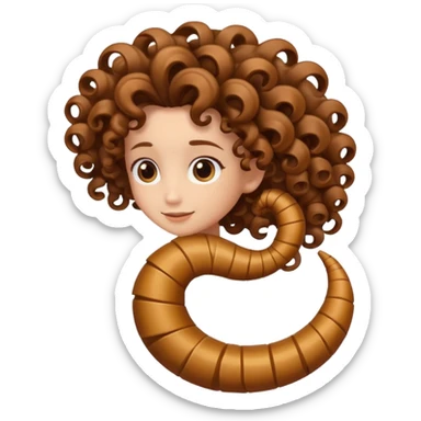 curly hair strand shaped like a spiral sticker