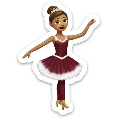 burgundy snowy music box with ballerina standing back sticker