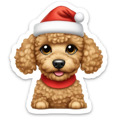 apricot toy poodle puppy wearing a santa hat  sticker