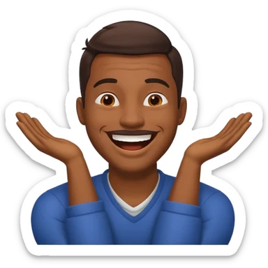 A man with his arms around his neck laughing  sticker