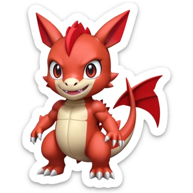 Cute Baby Chibi Digimon-Guilmon-Tyrunt-hybrid (full body) sticker