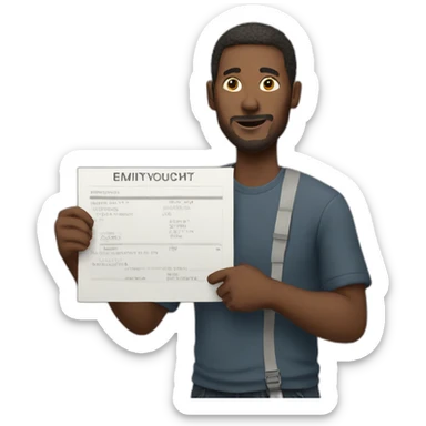 man holds info sign sticker