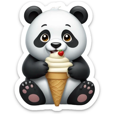 Panda eating ice cream sticker
