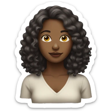 slightly dark-skinned woman with shoulder-length curly hair sticker