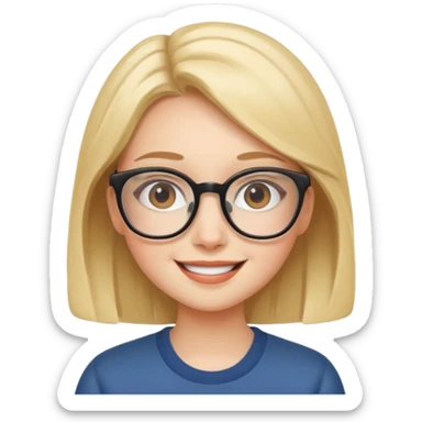 cute girl, glass, smart sticker