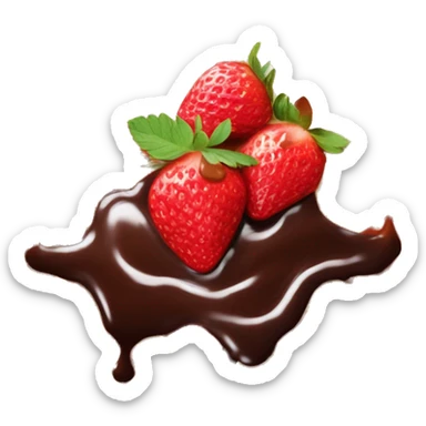 Cut up strawberries and chocolate sauce on Belgian waffle sticker