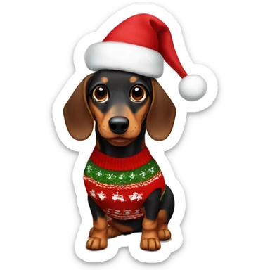 Weiner dog with Christmas sweater sticker