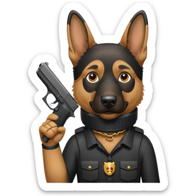 German shepherd with Glock sticker