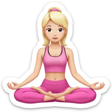 Blonde clean girl with pink yoga clothes  sticker