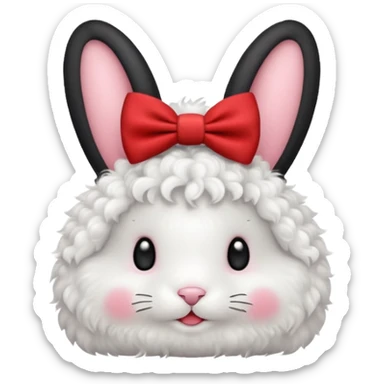 curly bunny with red bowtie sticker