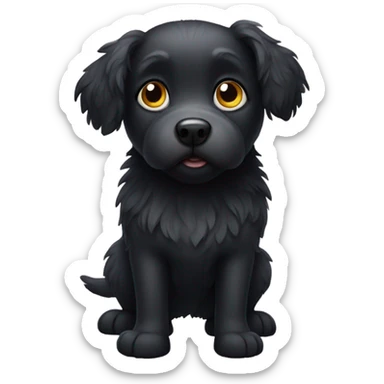 Black fluffy dog sticker