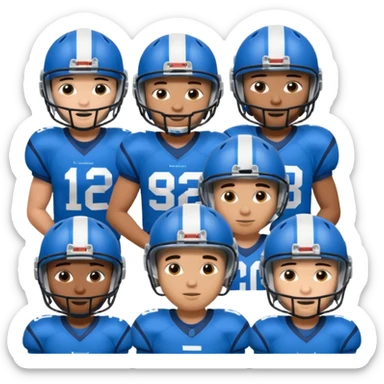 football guys team mixed race blue with helmet white black Hispanic  African  sticker