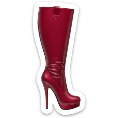 burgundy red latex knee high heel boots sticker