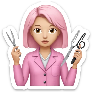 hairdresser with light pink clothes sticker