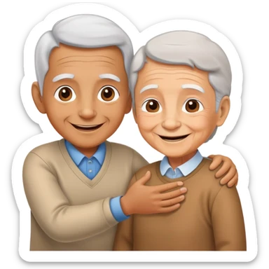 child greeting an elderly person with a smile, cheerful and respectful sticker
