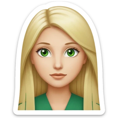 adult female with long straight blonde hair and green eyes sticker