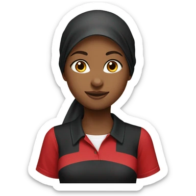 Make a black hijab girl wear a red polo shirt sticker