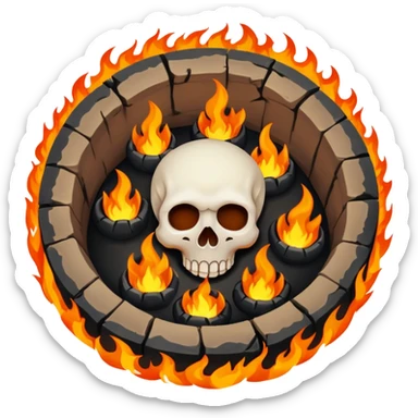 A circular hole (looking top down) with fire and skulls inside, in a dark and gritty style like your bleeding skull art sticker