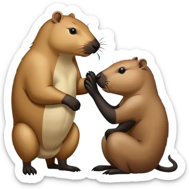 capybara kissin a panther sticker