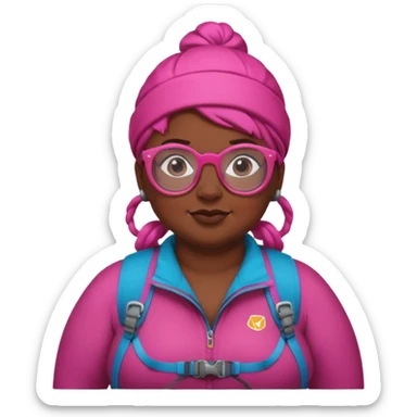 climber fat woman with dark pink bun hair and glassess sticker